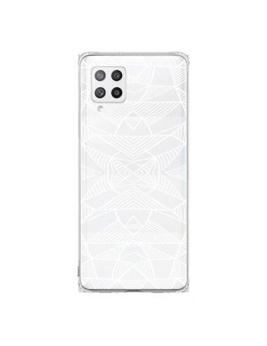 Coque Samsung A42 Lignes Miroir Grilles Triangles Grid Abstract Blanc Transparente - Project M