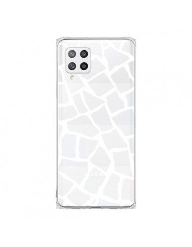 Coque Samsung A42 Girafe Mosaïque Blanc Transparente - Project M