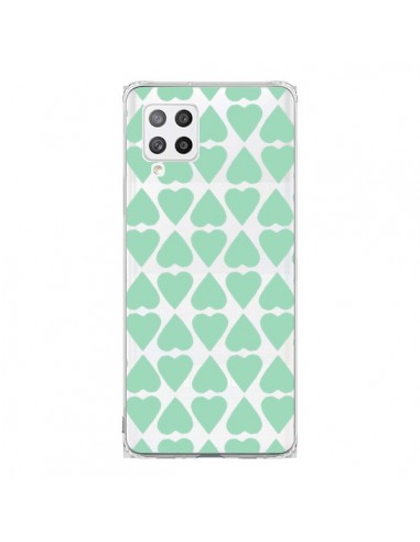 Coque Samsung A42 Coeurs Heart Mint Bleu Vert Transparente - Project M