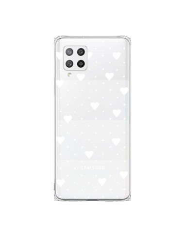 Coque Samsung A42 Point Coeur Blanc Pin Point Heart Transparente - Project M