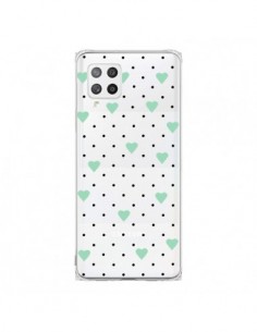 Coque Samsung A42 Point Coeur Mint Bleu Vert Pin Point...