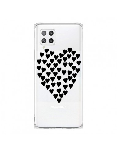 Coque Samsung A42 Coeurs Heart Love Noir Transparente - Project M