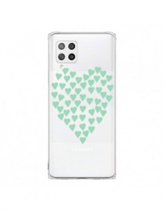 Coque Samsung A42 Coeurs Heart Love Mint Bleu Vert...