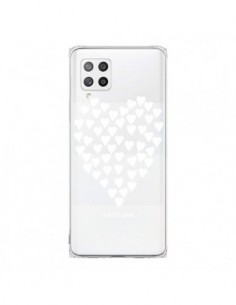Coque Samsung A42 Coeurs Heart Love Blanc Transparente -...