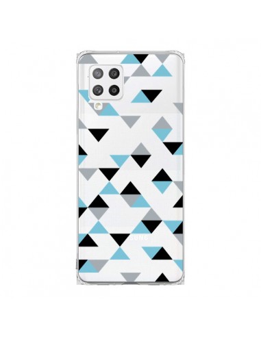 Coque Samsung A42 Triangles Ice Blue Bleu Noir Transparente - Project M