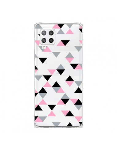 Coque Samsung A42 Triangles Pink Rose Noir Transparente - Project M
