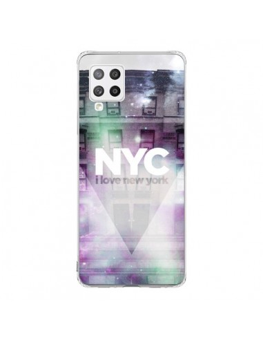 Coque Samsung A42 I Love New York City Violet Vert - Javier Martinez