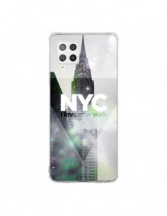 Coque Samsung A42 I Love New York City Gris Violet Vert -...
