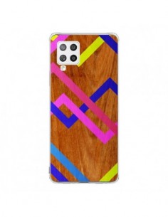 Coque Samsung A42 Pink Yellow Wooden Bois Azteque Aztec...