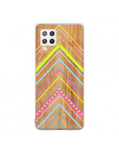 Coque Samsung A42 Wooden Chevron Pink Bois Azteque Aztec Tribal - Jenny Mhairi