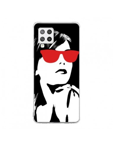 Coque Samsung A42 Fille Lunettes Rouges - Jonathan Perez