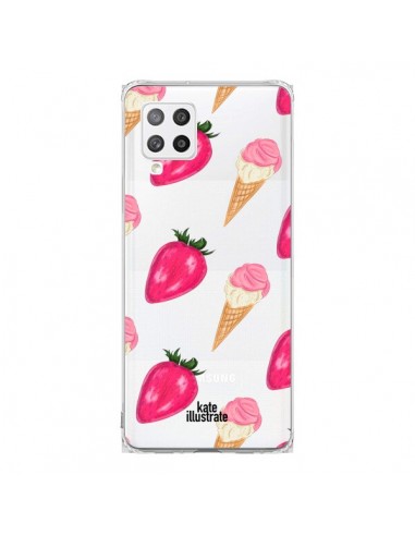 Coque Samsung A42 Strawberry Ice Cream Fraise Glace Transparente - kateillustrate