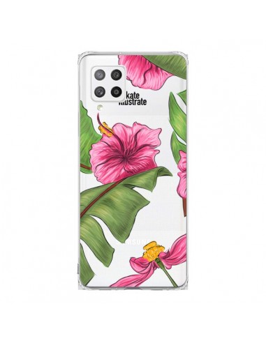 Coque Samsung A42 Tropical Leaves Fleurs Feuilles Transparente - kateillustrate