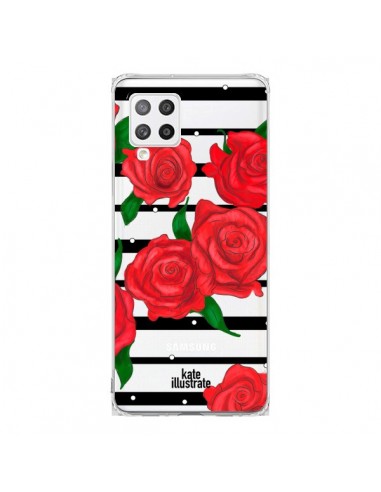 Coque Samsung A42 Red Roses Rouge Fleurs Flowers Transparente - kateillustrate