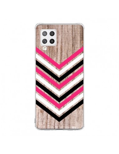 Coque Samsung A42 Tribal Aztèque Bois Wood Flèche Rose Blanc Noir - Laetitia