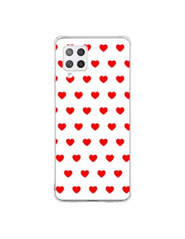 Coque Samsung A42 Coeurs Rouges Fond Blanc - Laetitia