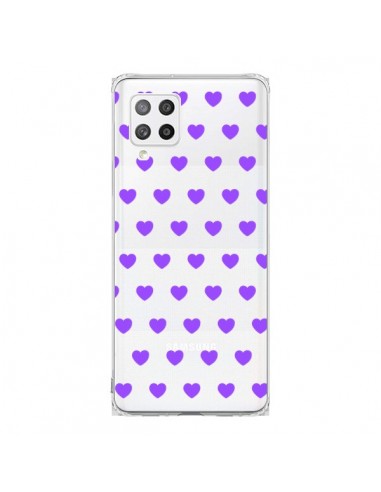 Coque Samsung A42 Coeur Heart Love Amour Violet Transparente - Laetitia