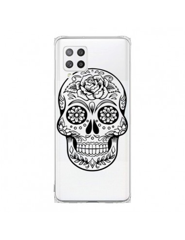 Coque Samsung A42 Tête de Mort Mexicaine Noir Transparente - Laetitia
