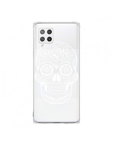 Coque Samsung A42 Tête de Mort Mexicaine Blanche Transparente - Laetitia