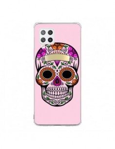 Coque Samsung A42 Tête de Mort Mexicaine Rose Multicolore...