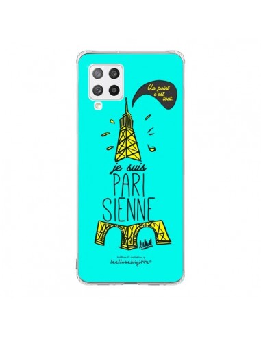 Coque Samsung A42 Je suis Parisienne La Tour Eiffel Bleu - Leellouebrigitte