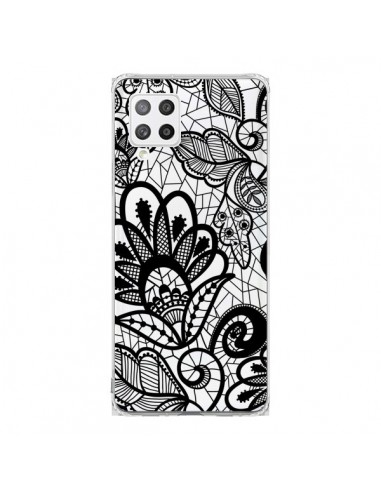 Coque Samsung A42 Lace Fleur Flower Noir Transparente - Petit Griffin