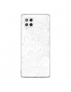 Coque Samsung A42 Lace Fleur Flower Blanc Transparente -...