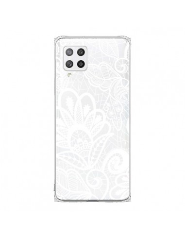 Coque Samsung A42 Lace Fleur Flower Blanc Transparente - Petit Griffin