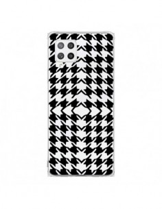 Coque Samsung A42 Vichy Carre Noir Transparente - Petit...