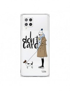 Coque Samsung A42 I don't care Fille Chien Transparente -...