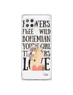 Coque Samsung A42 Flowers Love Transparente - Lolo Santo
