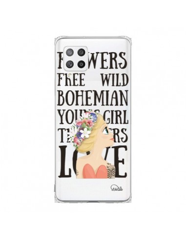 Coque Samsung A42 Flowers Love Transparente - Lolo Santo