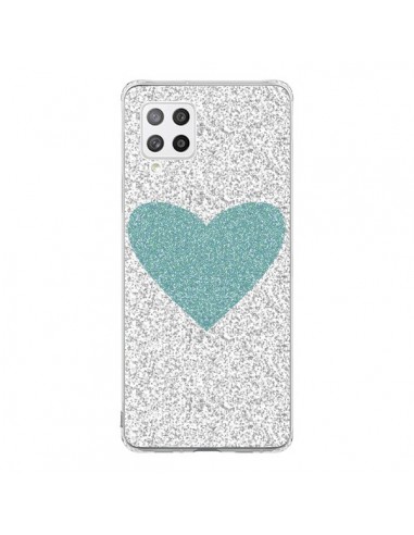 Coque Samsung A42 Coeur Bleu Vert Argent Love - Mary Nesrala