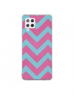 Coque Samsung A42 Strawberry Chevron Rose Bleu - Mary...