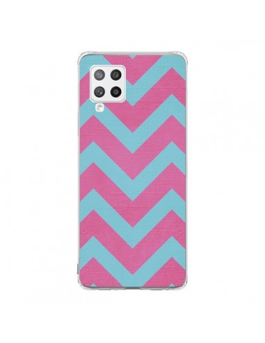 Coque Samsung A42 Strawberry Chevron Rose Bleu - Mary Nesrala