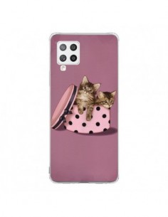 Coque Samsung A42 Chaton Chat Kitten Boite Pois -...