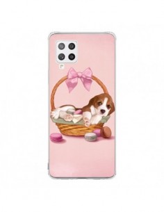 Coque Samsung A42 Chien Dog Panier Noeud Papillon...