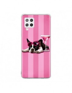 Coque Samsung A42 Chien Dog Cocktail Lunettes Coeur Rose...
