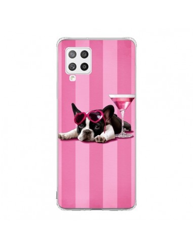 Coque Samsung A42 Chien Dog Cocktail Lunettes Coeur Rose - Maryline Cazenave