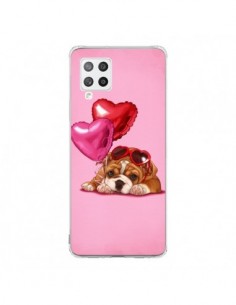 Coque Samsung A42 Chien Dog Lunettes Coeur Ballon -...