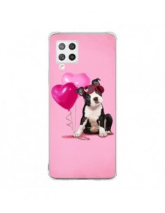 Coque Samsung A42 Chien Dog Ballon Lunettes Coeur Rose -...
