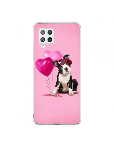 Coque Samsung A42 Chien Dog Ballon Lunettes Coeur Rose - Maryline Cazenave