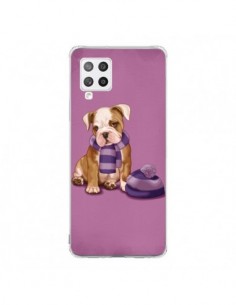 Coque Samsung A42 Chien Dog Echarpe Bonnet Froid Hiver -...