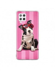 Coque Samsung A42 Chien Dog Fashion Collier Perles...