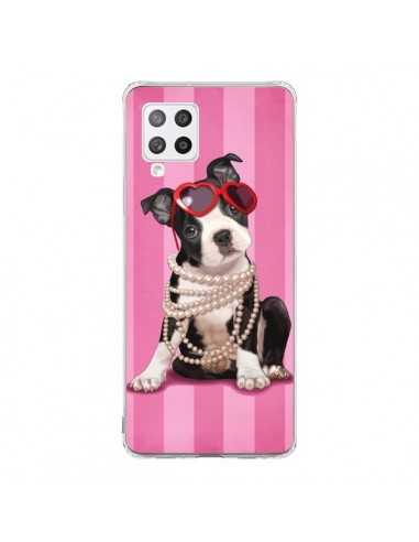 Coque Samsung A42 Chien Dog Fashion Collier Perles Lunettes Coeur - Maryline Cazenave