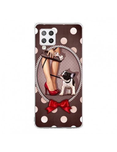 Coque Samsung A42 Lady Jambes Chien Dog Pois Noeud papillon - Maryline Cazenave