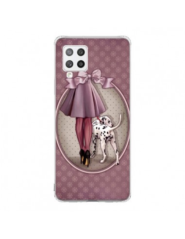 Coque Samsung A42 Lady Chien Dog Dalmatien Robe Pois - Maryline Cazenave