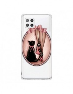 Coque Samsung A42 Lady Chat Noeud Papillon Pois...