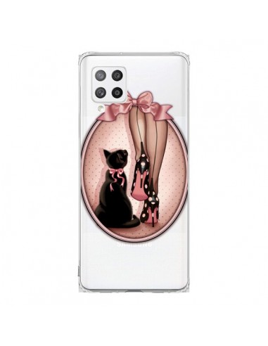 Coque Samsung A42 Lady Chat Noeud Papillon Pois Chaussures Transparente - Maryline Cazenave