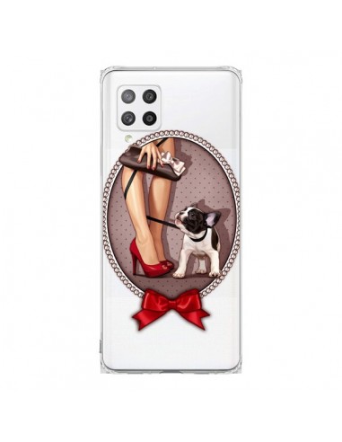 Coque Samsung A42 Lady Jambes Chien Bulldog Dog Pois Noeud Papillon Transparente - Maryline Cazenave